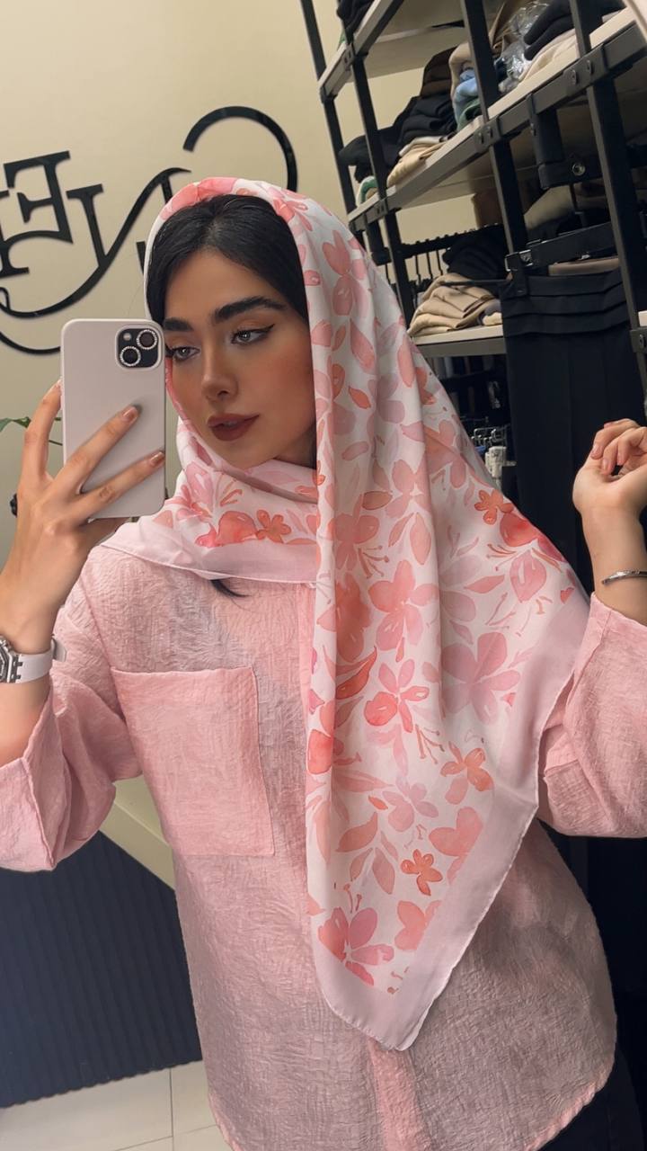روسری نخی ابرنگی پک صورتی بسته8طرحی کد r98 (عمده)