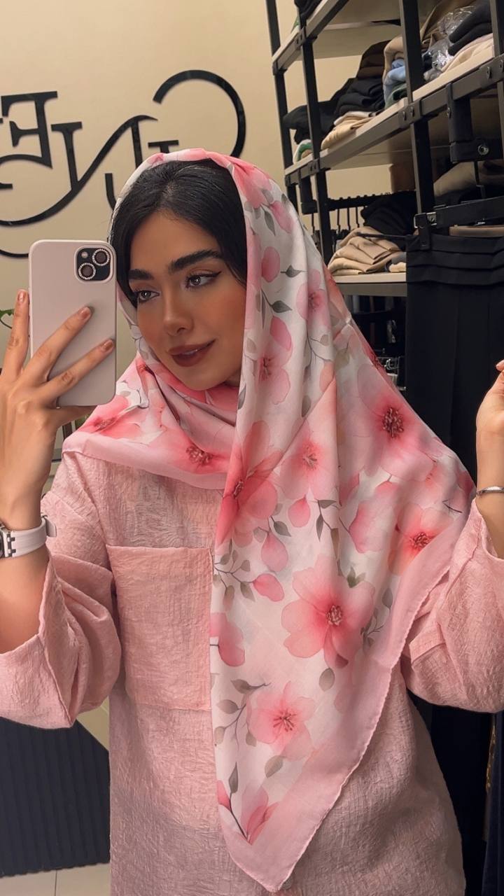 روسری نخی ابرنگی پک صورتی بسته8طرحی کد r98 (عمده)