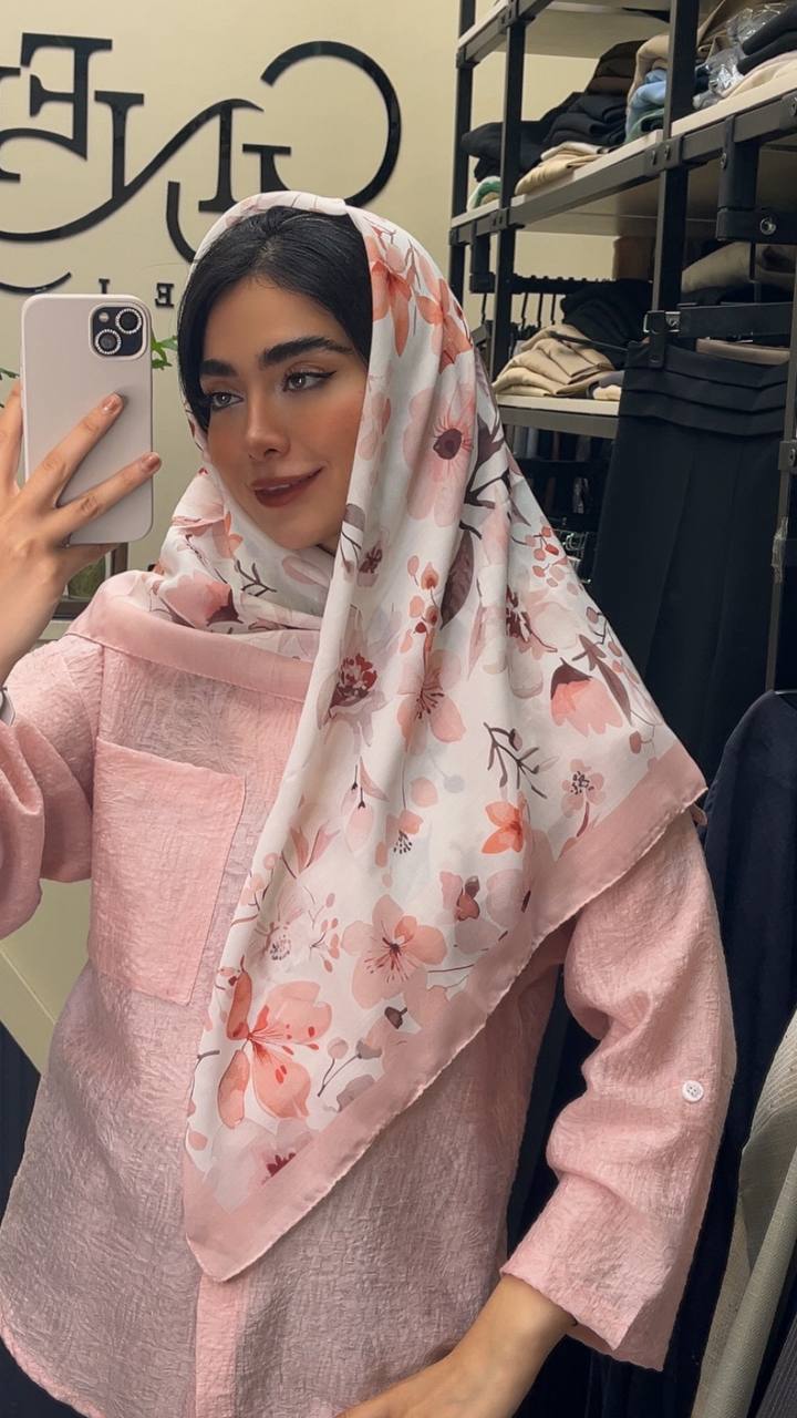 روسری نخی ابرنگی پک صورتی بسته8طرحی کد r98 (عمده)