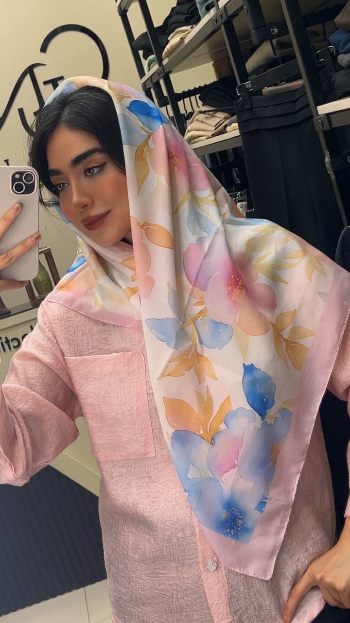 روسری نخی ابرنگی پک صورتی بسته8طرحی کد r98 (عمده)