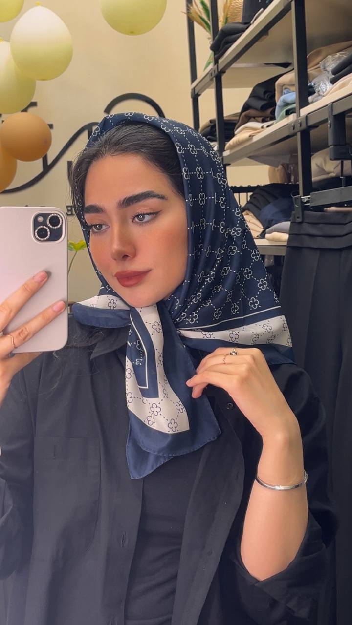 روسری حریرنخ پک سرمه ای بسته10طرحی کد r99 (عمده)