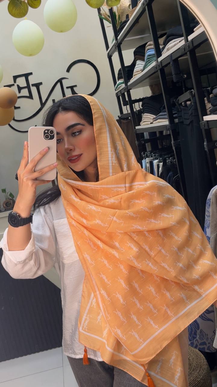 شال چاپی پک پرتقالی بسته10طرحی کد sh75 (عمده)