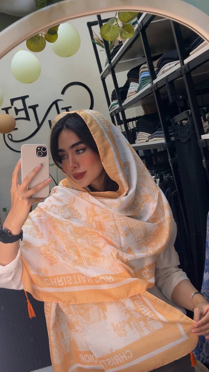 شال چاپی پک پرتقالی بسته10طرحی کد sh75 (عمده)