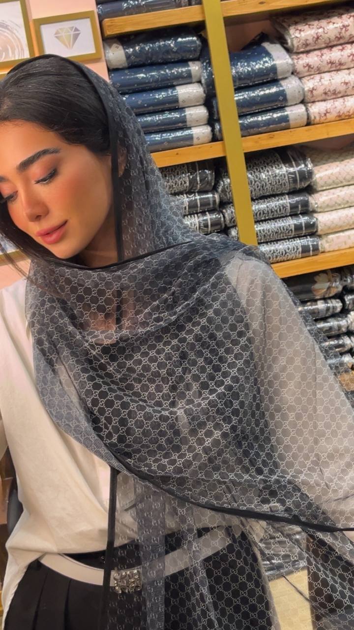 شال توری چاپی پک مشکی بسته6طرحی کد sh77 (عمده)