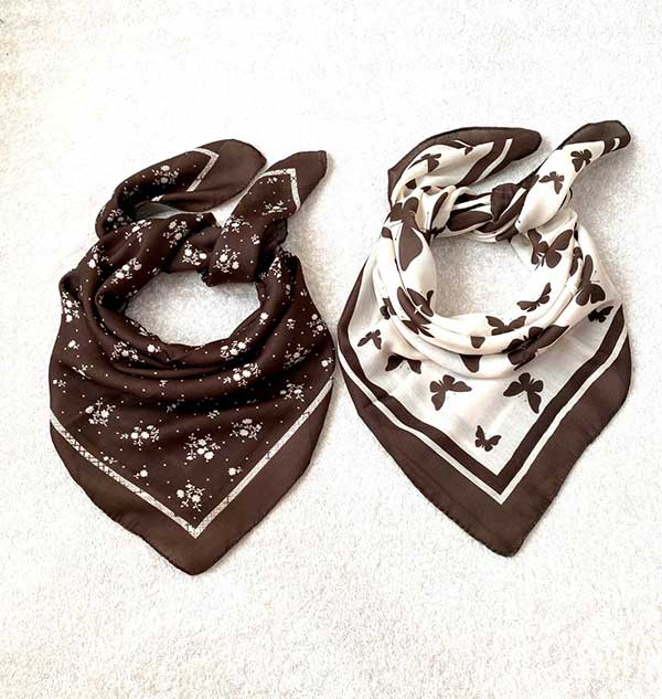 مینی اسکارف پک قهوه ای بسته10طرحی کد mt60 (عمده)
