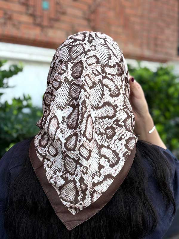 🤎خرید مینی اسکارف پک قهوه‌ای طرح‌دار بسته ۱۰ عددی | فروش عمده مینی اسکارف باکیفیت
