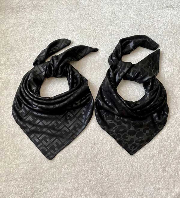 خرید مینی اسکارف مشکی مجلسی بسته ۶ عددی | فروش عمده مینی اسکارف شیک و باکیفیت
