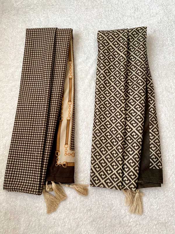 خرید شال جیر پک قهوه‌ای طرح‌دار بسته ۱۰ عددی | فروش عمده شال جیر باکیفیت
