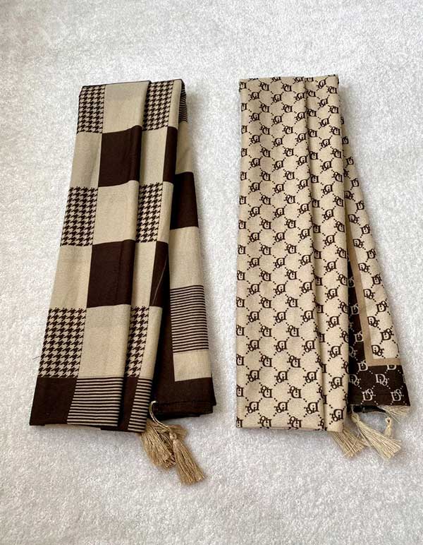 خرید شال جیر پک قهوه‌ای طرح‌دار بسته ۱۰ عددی | فروش عمده شال جیر باکیفیت
