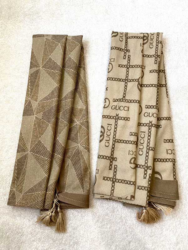 خرید شال جیر پک کرم طرح‌دار بسته ۱۰ عددی | فروش عمده شال جیر باکیفیت
