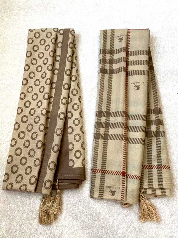 خرید شال جیر پک کرم طرح‌دار بسته ۱۰ عددی | فروش عمده شال جیر باکیفیت
