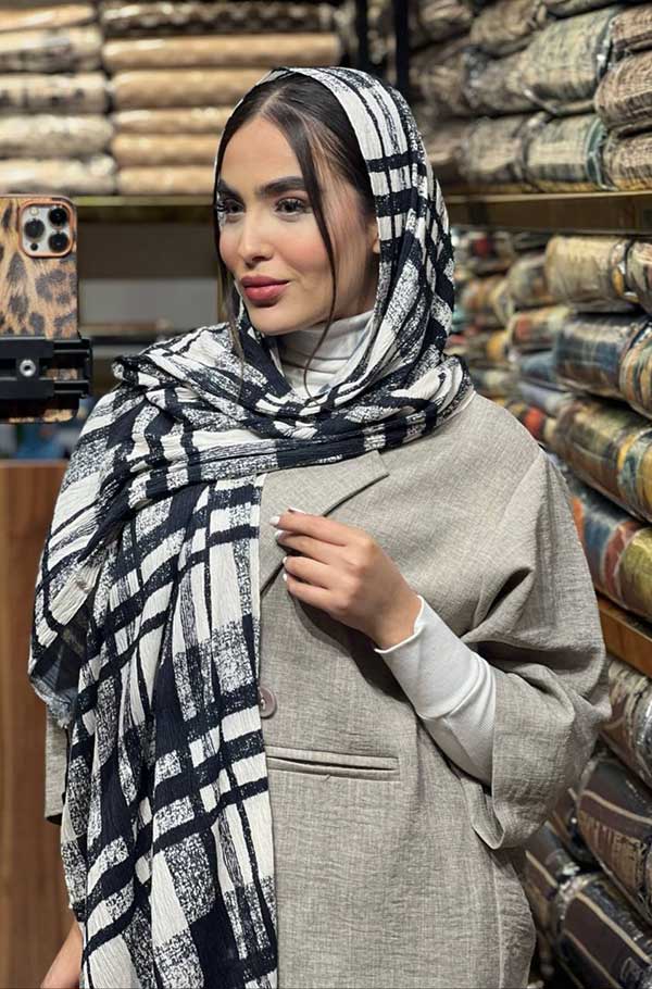 شال پلیسه برشکا پک سفیدمشکی کد sp53 (عمده)
