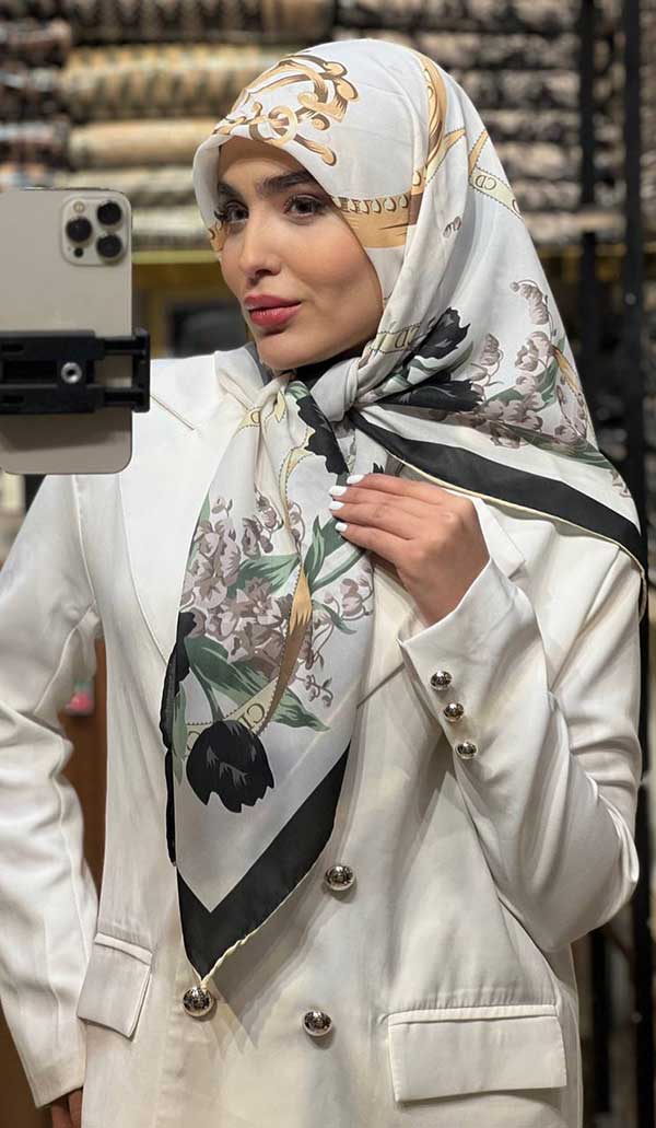 روسری حریردستدوز بسته6رنگی کد r174 (عمده)
