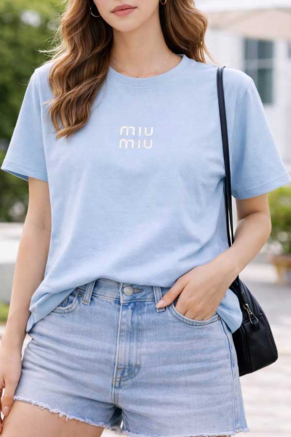 تیشرت گلدوزی miu miu بسته6رنگی کد t1 (عمده)
