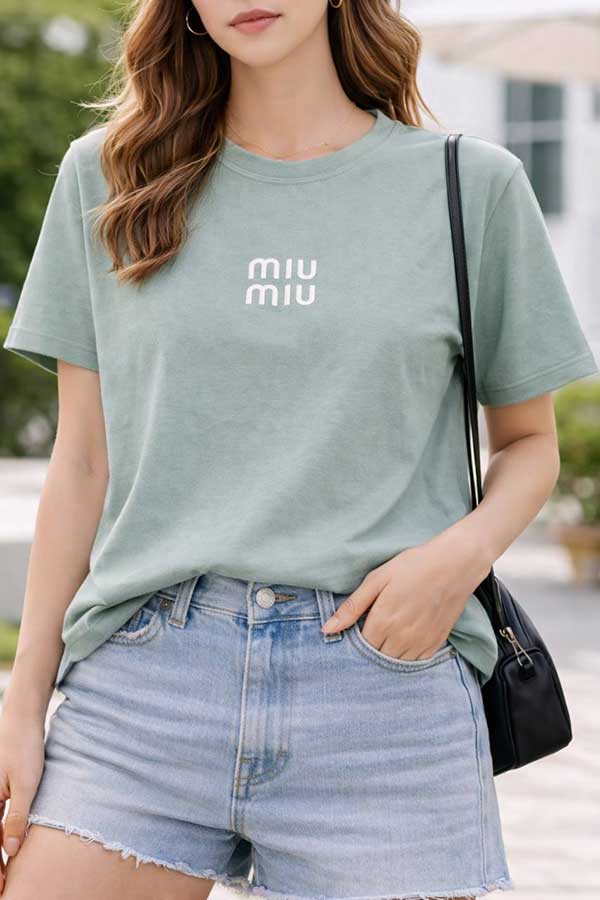 تیشرت گلدوزی miu miu بسته6رنگی کد t1 (عمده)
