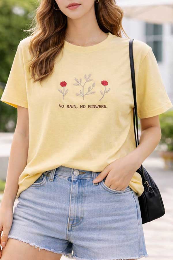 تیشرت گلدوزی طرح گل بسته6رنگی کد t4 (عمده)
