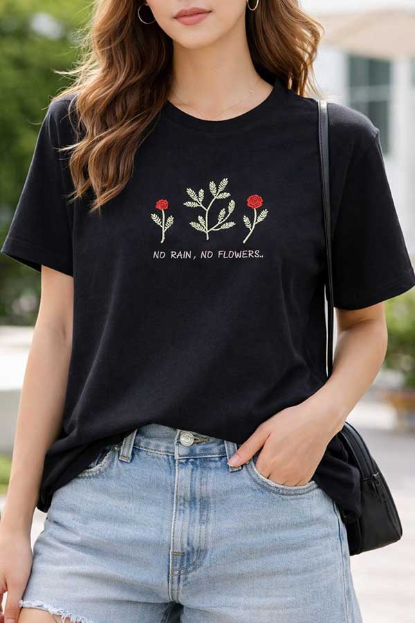 تیشرت گلدوزی طرح گل بسته6رنگی کد t4 (عمده)
