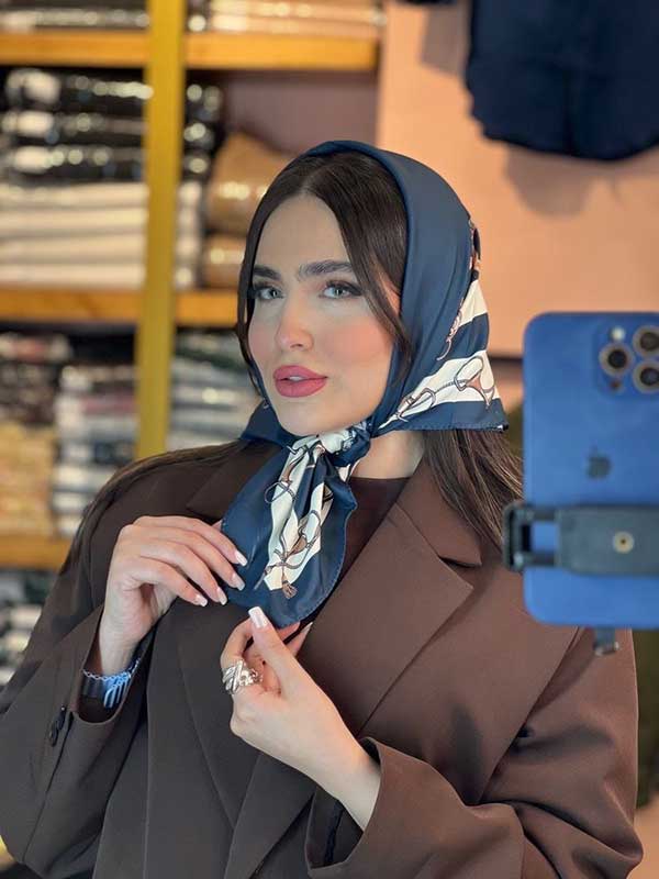 مینی اسکارف ابریشم توییل پک سورمه ای بسته6طرحی کدmt102 (عمده)
